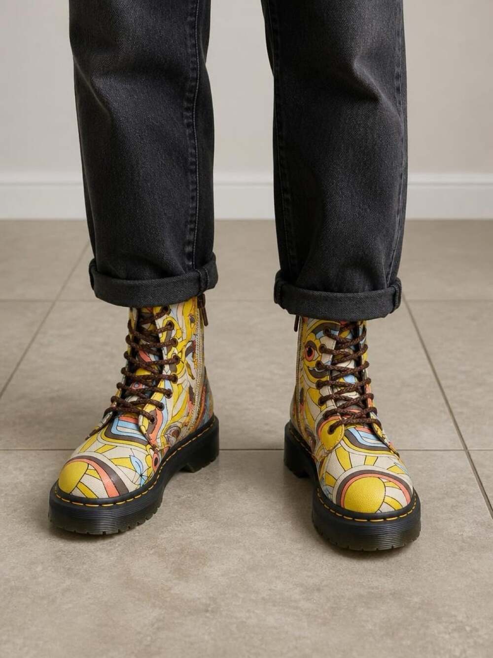 Dr. Martens Jadon Retro Ray Kemble Canvas Platform 8-Eye Boots - Picture 10 of 10